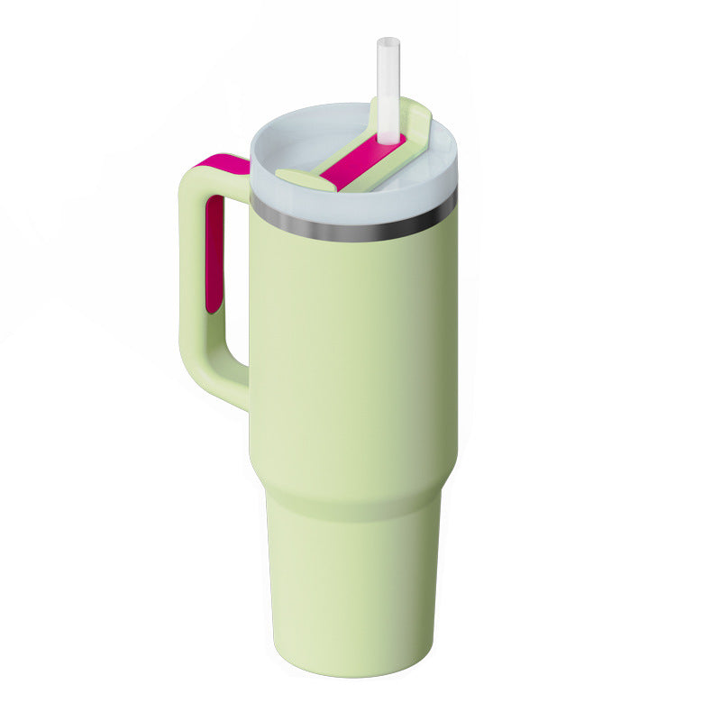 40 Oz Insulated Tumbler With Handle & Straw | Stainless Steel Spill-Proof Travel Mug
