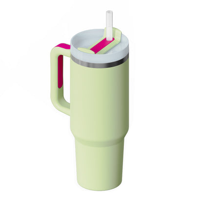 40 Oz Insulated Tumbler With Handle & Straw | Stainless Steel Spill-Proof Travel Mug