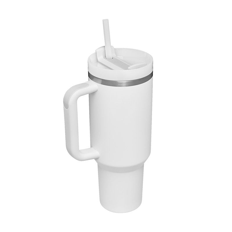 40 Oz Insulated Tumbler With Handle & Straw | Stainless Steel Spill-Proof Travel Mug
