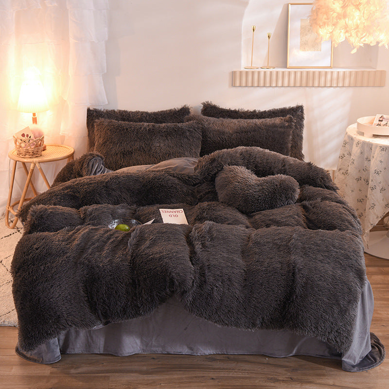 Luxury Shaggy Fleece Duvet Cover Soft Warm Set