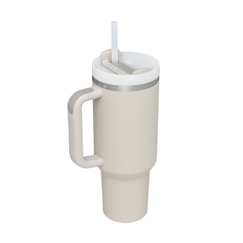 40 Oz Insulated Tumbler With Handle & Straw | Stainless Steel Spill-Proof Travel Mug