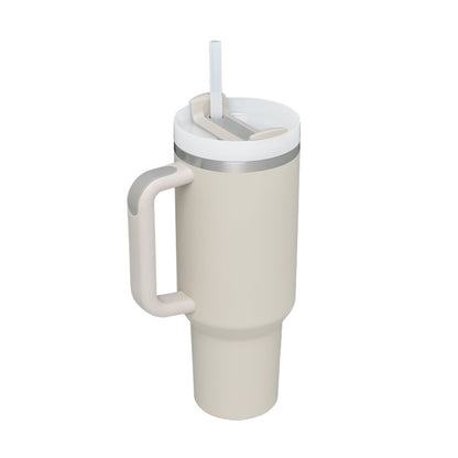 40 Oz Insulated Tumbler With Handle & Straw | Stainless Steel Spill-Proof Travel Mug