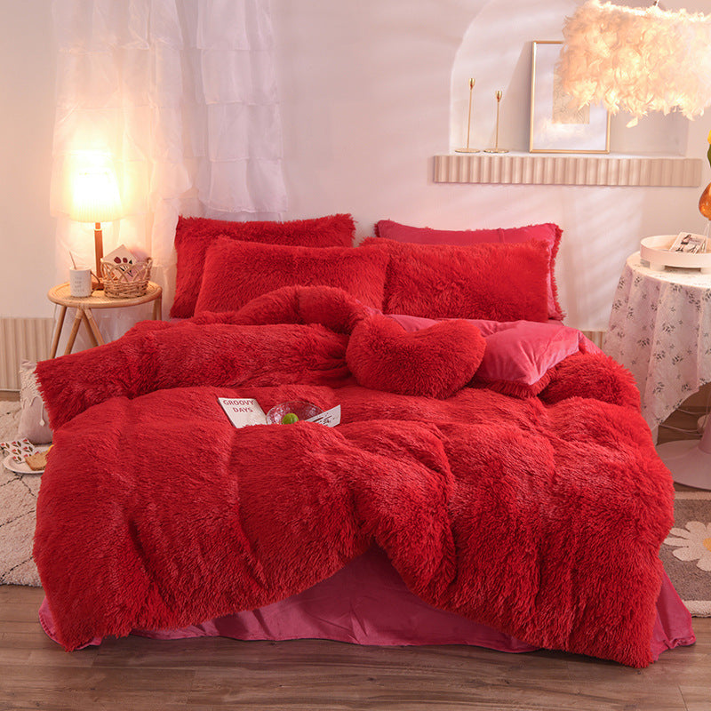 Luxury Shaggy Fleece Duvet Cover Soft Warm Set