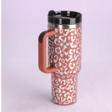 40 Oz Insulated Tumbler With Handle & Straw | Stainless Steel Spill-Proof Travel Mug