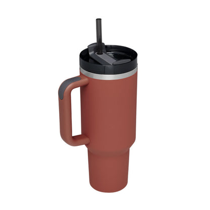 40 Oz Insulated Tumbler With Handle & Straw | Stainless Steel Spill-Proof Travel Mug