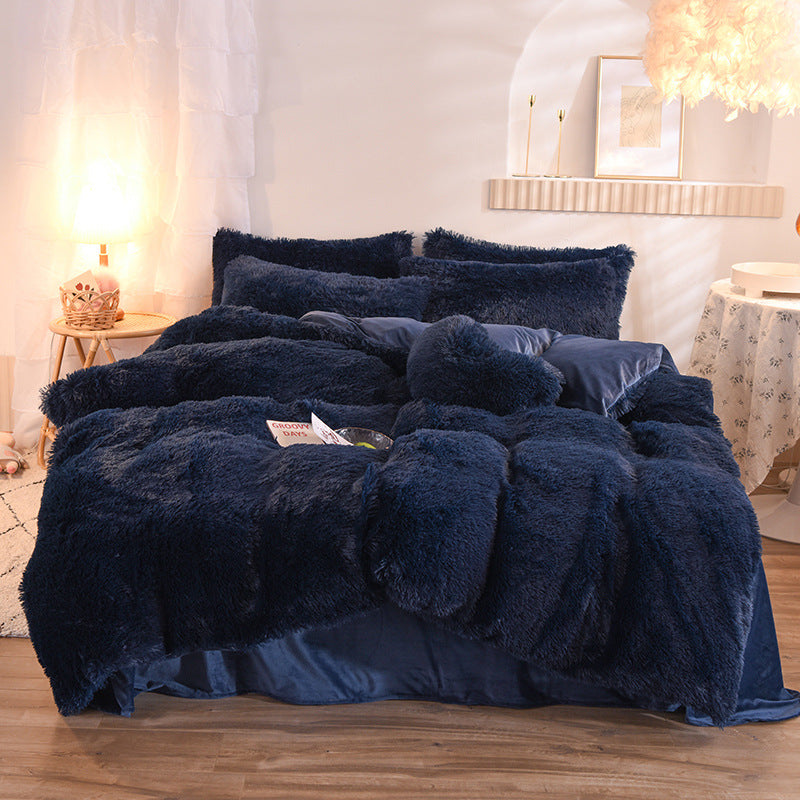 Luxury Shaggy Fleece Duvet Cover Soft Warm Set