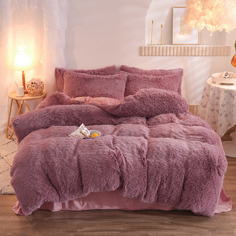 Luxury Shaggy Fleece Duvet Cover Soft Warm Set