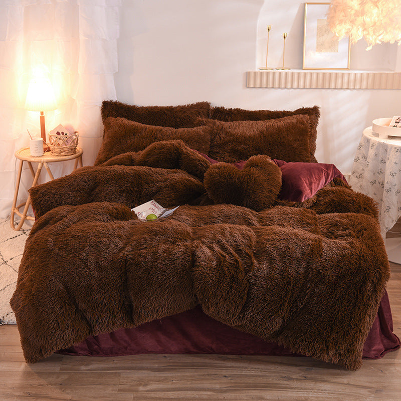 Luxury Shaggy Fleece Duvet Cover Soft Warm Set