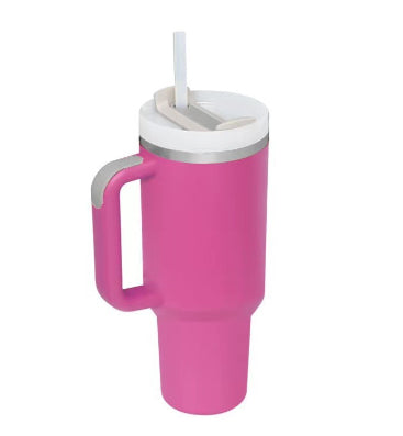 40 Oz Insulated Tumbler With Handle & Straw | Stainless Steel Spill-Proof Travel Mug