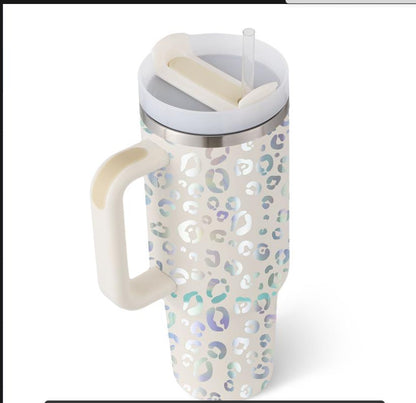 40 Oz Insulated Tumbler With Handle & Straw | Stainless Steel Spill-Proof Travel Mug