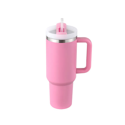 40 Oz Insulated Tumbler With Handle & Straw | Stainless Steel Spill-Proof Travel Mug