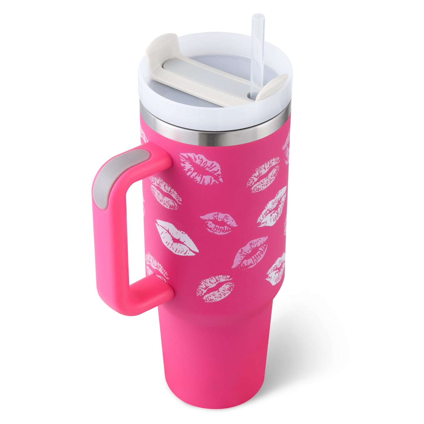 40 Oz Insulated Tumbler With Handle & Straw | Stainless Steel Spill-Proof Travel Mug