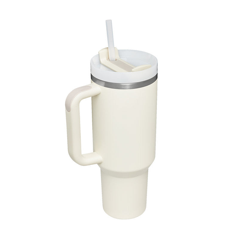 40 Oz Insulated Tumbler With Handle & Straw | Stainless Steel Spill-Proof Travel Mug