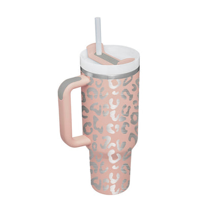 40 Oz Insulated Tumbler With Handle & Straw | Stainless Steel Spill-Proof Travel Mug
