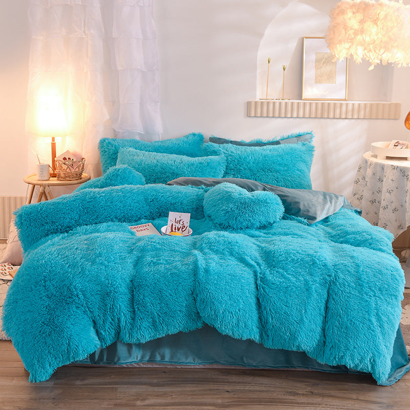 Luxury Shaggy Fleece Duvet Cover Soft Warm Set