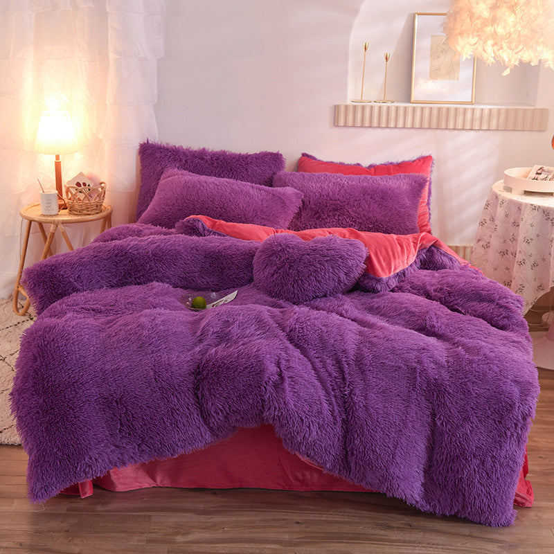 Luxury Shaggy Fleece Duvet Cover Soft Warm Set