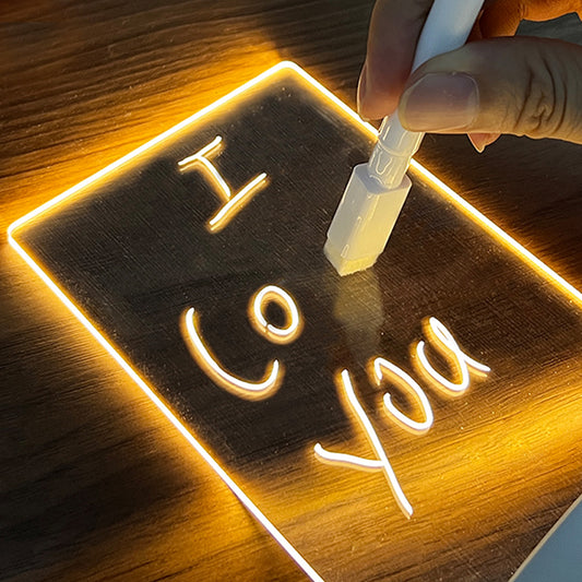 LED Message Board Night Light USB | Glowing Note Board with Pen