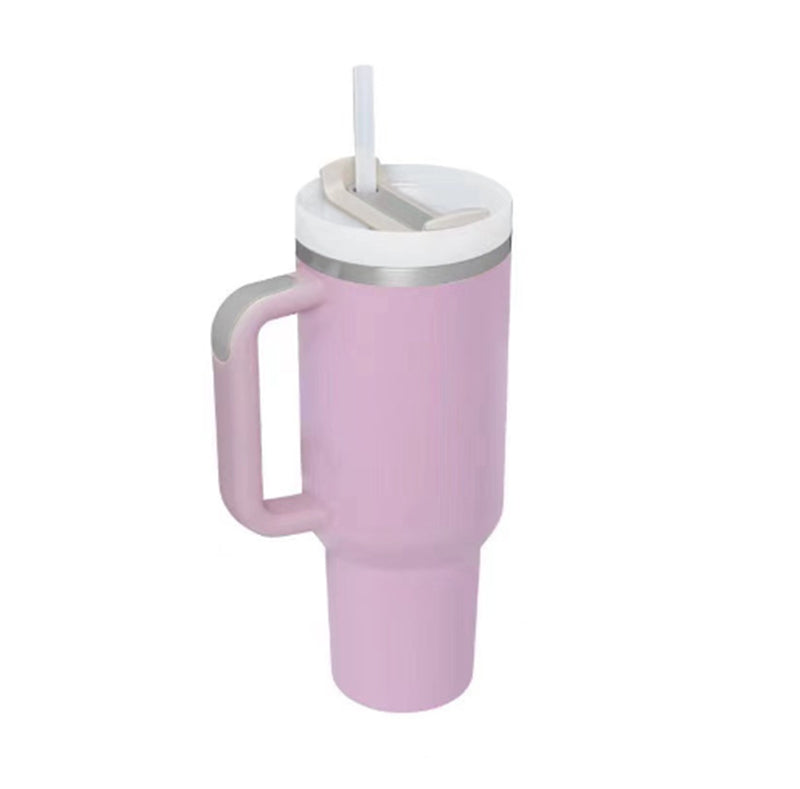 40 Oz Insulated Tumbler With Handle & Straw | Stainless Steel Spill-Proof Travel Mug