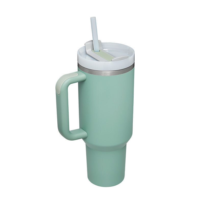 40 Oz Insulated Tumbler With Handle & Straw | Stainless Steel Spill-Proof Travel Mug