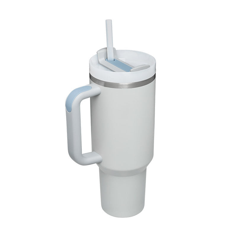 40 Oz Insulated Tumbler With Handle & Straw | Stainless Steel Spill-Proof Travel Mug