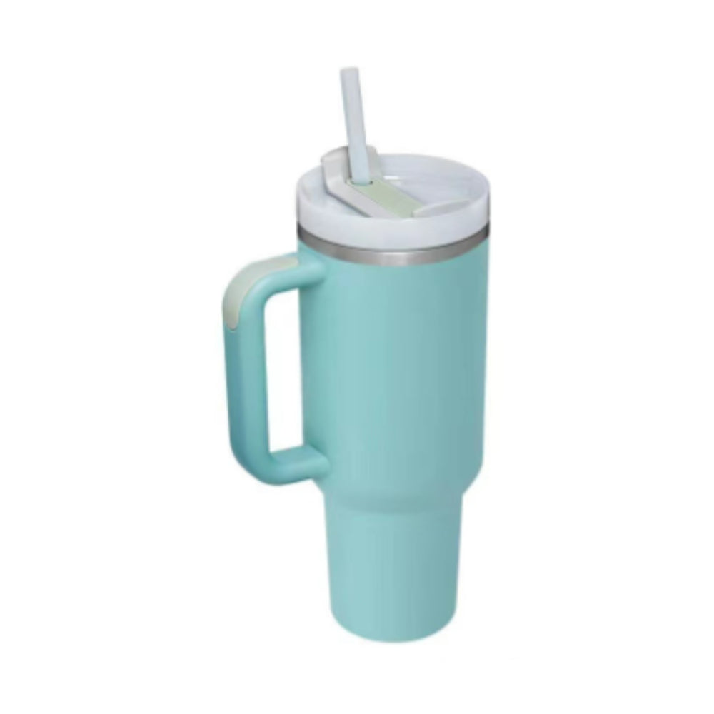 40 Oz Insulated Tumbler With Handle & Straw | Stainless Steel Spill-Proof Travel Mug