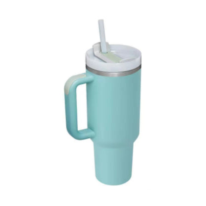 40 Oz Insulated Tumbler With Handle & Straw | Stainless Steel Spill-Proof Travel Mug