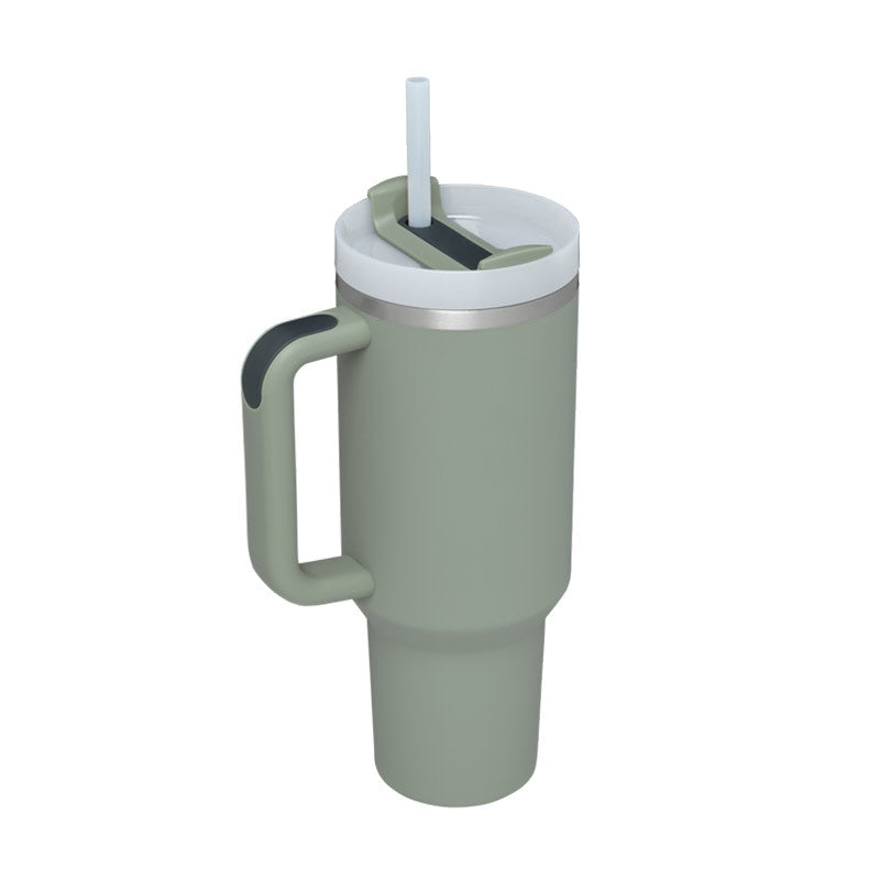 40 Oz Insulated Tumbler With Handle & Straw | Stainless Steel Spill-Proof Travel Mug