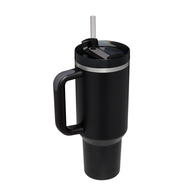 40 Oz Insulated Tumbler With Handle & Straw | Stainless Steel Spill-Proof Travel Mug