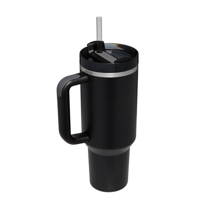 40 Oz Insulated Tumbler With Handle & Straw | Stainless Steel Spill-Proof Travel Mug
