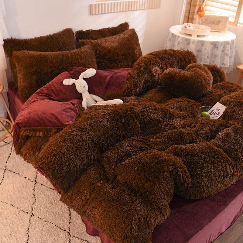 Luxury Shaggy Fleece Duvet Cover Soft Warm Set