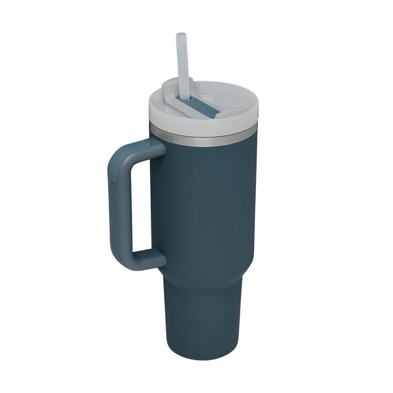 40 Oz Insulated Tumbler With Handle & Straw | Stainless Steel Spill-Proof Travel Mug