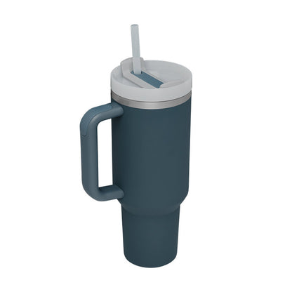 40 Oz Insulated Tumbler With Handle & Straw | Stainless Steel Spill-Proof Travel Mug