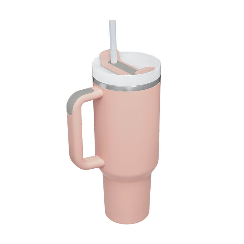 40 Oz Insulated Tumbler With Handle & Straw | Stainless Steel Spill-Proof Travel Mug